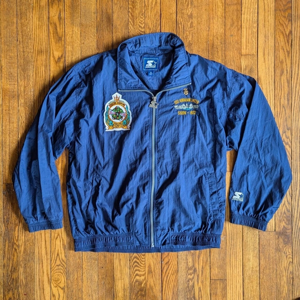 Vintage Starter U.S. Navy USS Abraham Lincoln Submarine Windbreaker Jacket